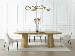 Mesa de comedor extensible para 6 a 12 personas en MDF - Natural Claro - CLOEVA