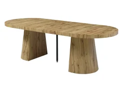 Mesa de comedor extensible para 6 a 12 personas en MDF - Natural Claro - CLOEVA
