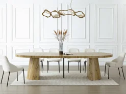Mesa de comedor extensible para 6 a 12 personas en MDF - Natural Claro - CLOEVA