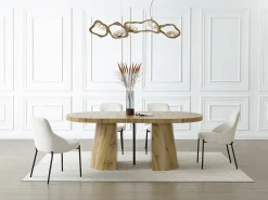 Mesa de comedor extensible para 6 a 12 personas en MDF - Natural Claro - CLOEVA