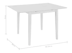 Mesa de comedor extensible blanca (80-120)x80x74 cm MDF
