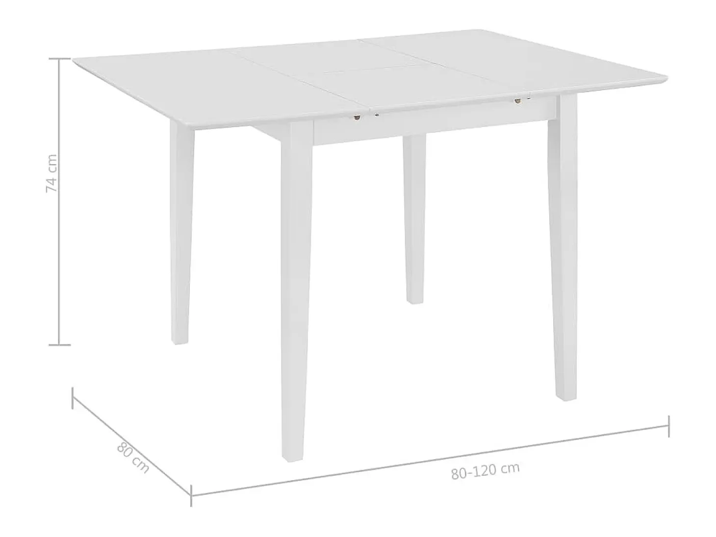 Mesa de comedor extensible blanca (80-120)x80x74 cm MDF