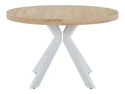 Mesa de comedor extensible para 4 a 8 personas en MDF y acero - Natural y blanco - KOMONI