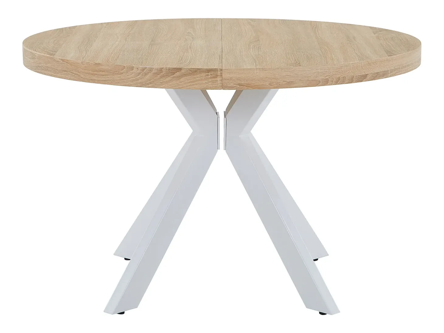 Mesa de comedor extensible para 4 a 8 personas en MDF y acero - Natural y blanco - KOMONI