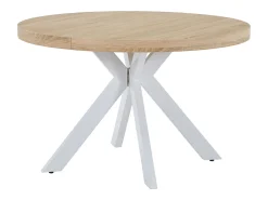 Mesa de comedor extensible para 4 a 8 personas en MDF y acero - Natural y blanco - KOMONI