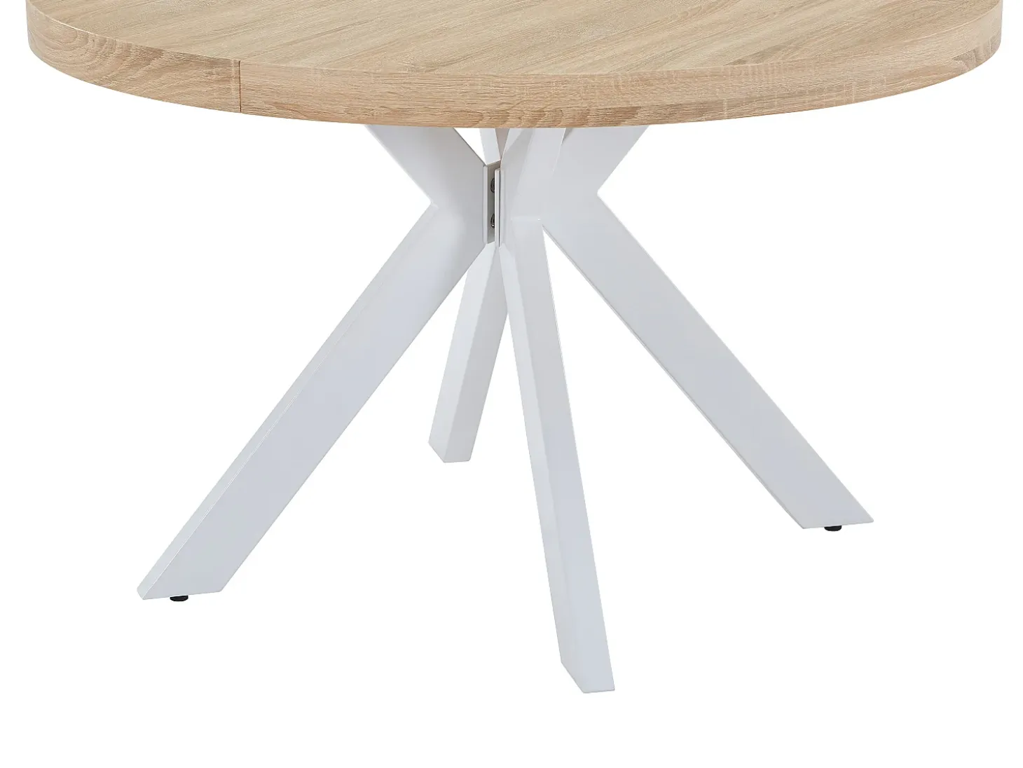 Mesa de comedor extensible para 4 a 8 personas en MDF y acero - Natural y blanco - KOMONI
