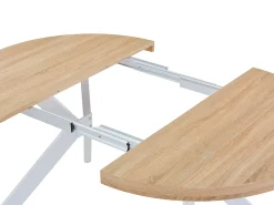 Mesa de comedor extensible para 4 a 8 personas en MDF y acero - Natural y blanco - KOMONI