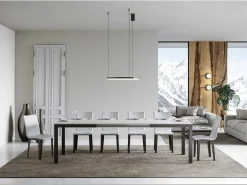 Mesa de comedor extensible Karry evolución-Color Blanco-Soporte 4 pies-Ancho extensible