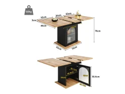 Mesa de comedor extensible (6-8 personas) - Con almacenamiento - MDF - 110/140 x 80 x 76 cm