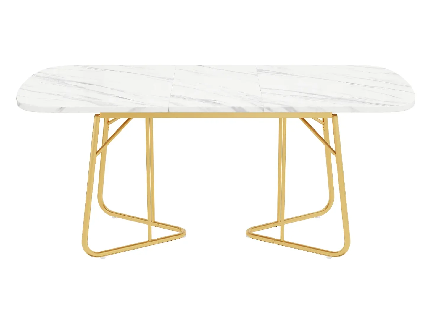 Mesa de comedor extensible para 4 a 6 cubiertos - L 140/180 x W 80 x H 75 cm - Madera MDF y metal - Diseño mármol - Blanco