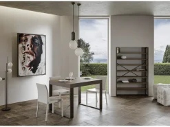 Mesa de comedor extensible tiroz-Color Marrón-Soporte 4 pies-Alargaderas -Ancho extensible