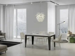Mesa de comedor extensible evolución Flavio-Color Blanco-Ancho extensible
