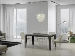 Mesa de comedor extensible evolución Flavio-Color Gris cemento-Ancho extensible