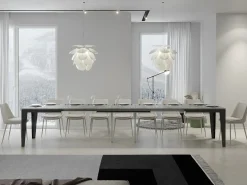 Mesa de comedor extensible evolución Flavio-Color Gris cemento-Ancho extensible