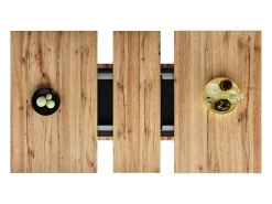 Mesa de comedor extensible negra - Mesa de comedor con 2 puertas - tablero de madera - almacenaje abierto