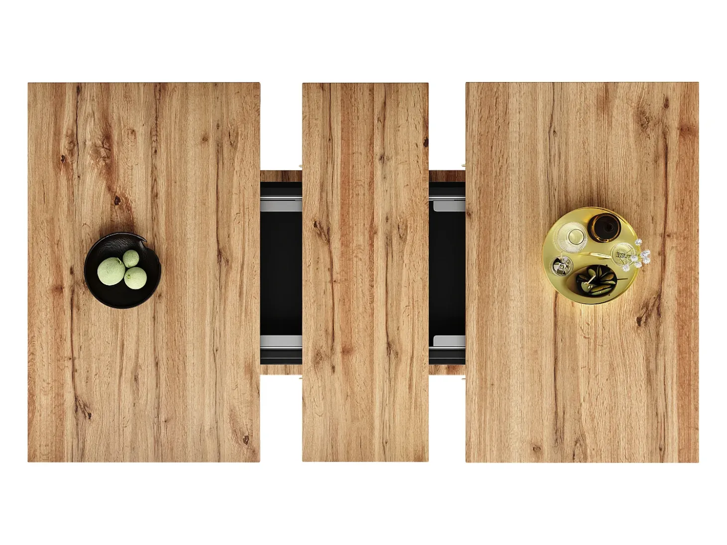 Mesa de comedor extensible negra - Mesa de comedor con 2 puertas - tablero de madera - almacenaje abierto
