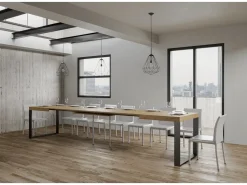 Mesa de comedor extensible tiroz-Color Natural-Soporte 4 pies-Alargaderas -Ancho extensible
