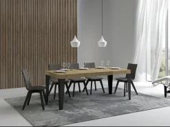 Mesa de comedor extensible Flavio-Color Blanco-Soporte 4 pies-Alargaderas -Ancho extensible