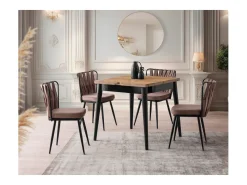Mesa de comedor extensible para 4 en mármol negro 80 cm KAVALA