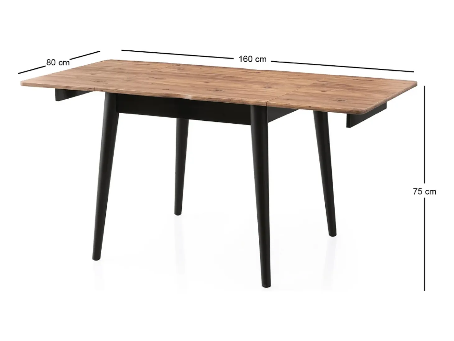 Mesa de comedor extensible para 4 en mármol negro 80 cm KAVALA