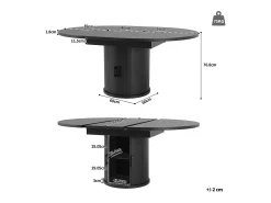 Mesa de comedor extensible, 118-158 cm, negra, mesa de comedor redonda con espacio de almacenamiento