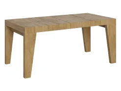 Mesa de comedor extensible de madera Naxo.-Color Natural-Soporte 2 pies-Alargaderas -Ancho extensible