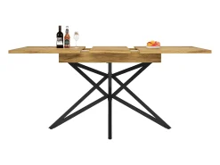 Mesa de comedor extensible - 120/160 x 80 x 66,1 cm - patas en forma de estrella - MDF + Metal - natural