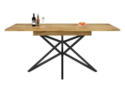 Mesa de comedor extensible - 120/160 x 80 x 66,1 cm - patas en forma de estrella - MDF + Metal - natural