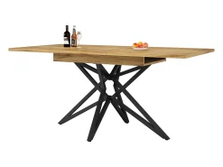 Mesa de comedor extensible - 120/160 x 80 x 66,1 cm - patas en forma de estrella - MDF + Metal - natural
