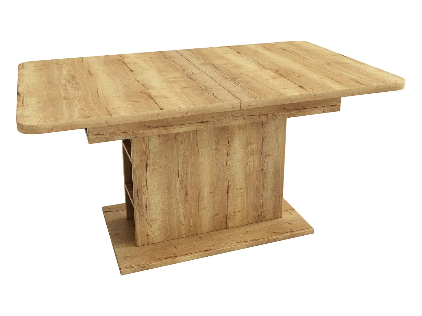 Mesa de comedor extensible para 4 a 6 personas con estantes de almacenamiento - 110/130 x 70 x 75 cm - Tablero de partículas - Natural
