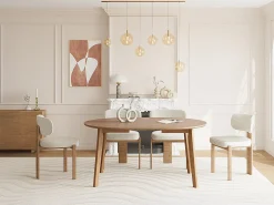 Mesa de comedor extensible para 4 a 8 personas chapado de roble - Natural - MARIZEL