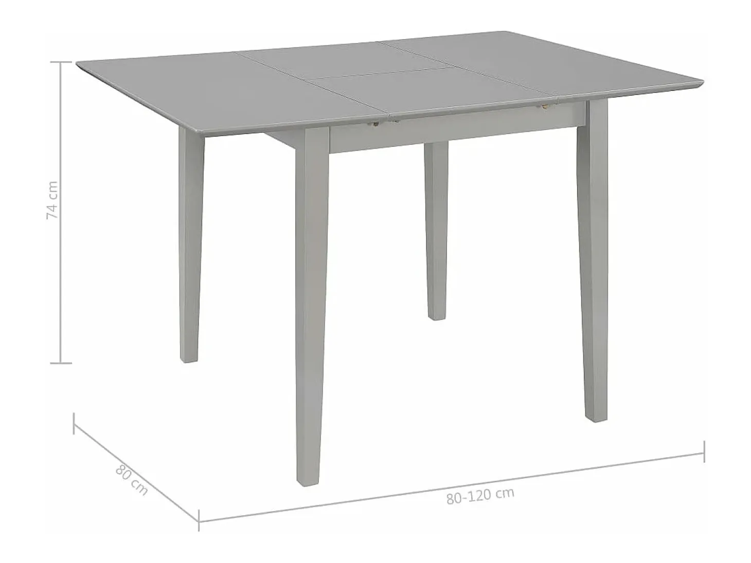 Mesa de comedor extensible gris (80-120)x80x74 cm MDF