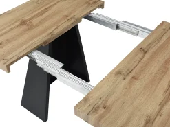 Mesa de comedor extensible de 4 a 10 personas en MDF y metal - Natural y Negro - EMELIA