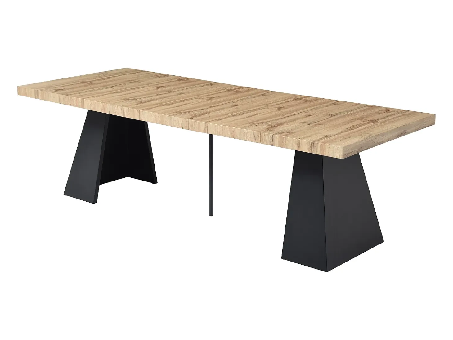 Mesa de comedor extensible de 4 a 10 personas en MDF y metal - Natural y Negro - EMELIA