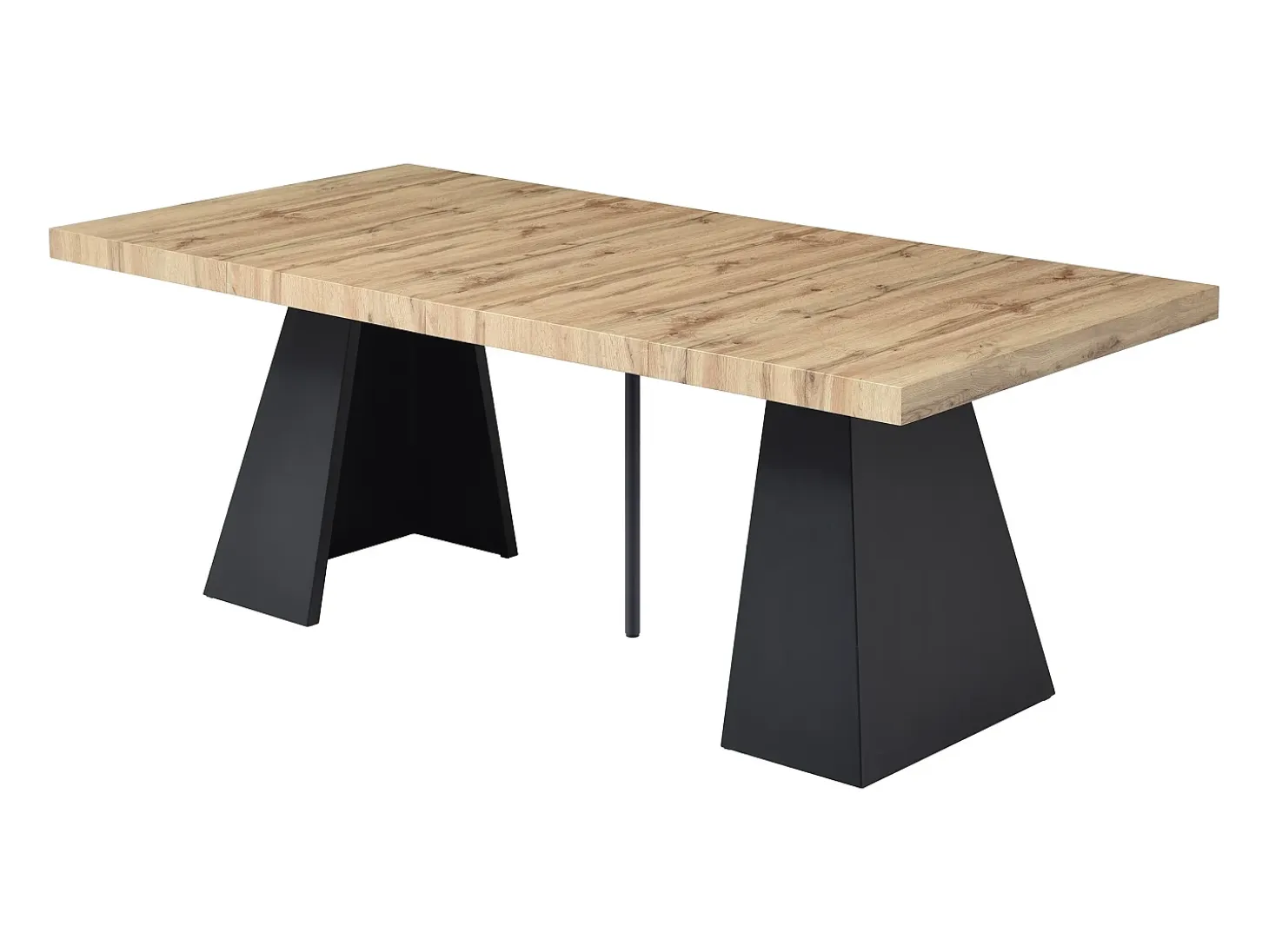 Mesa de comedor extensible de 4 a 10 personas en MDF y metal - Natural y Negro - EMELIA