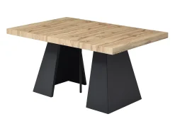 Mesa de comedor extensible de 4 a 10 personas en MDF y metal - Natural y Negro - EMELIA