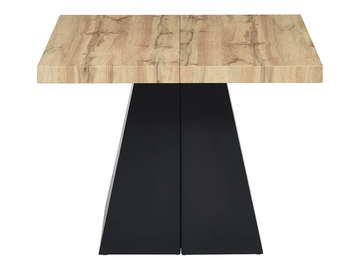 Mesa de comedor extensible de 4 a 10 personas en MDF y metal - Natural y Negro - EMELIA