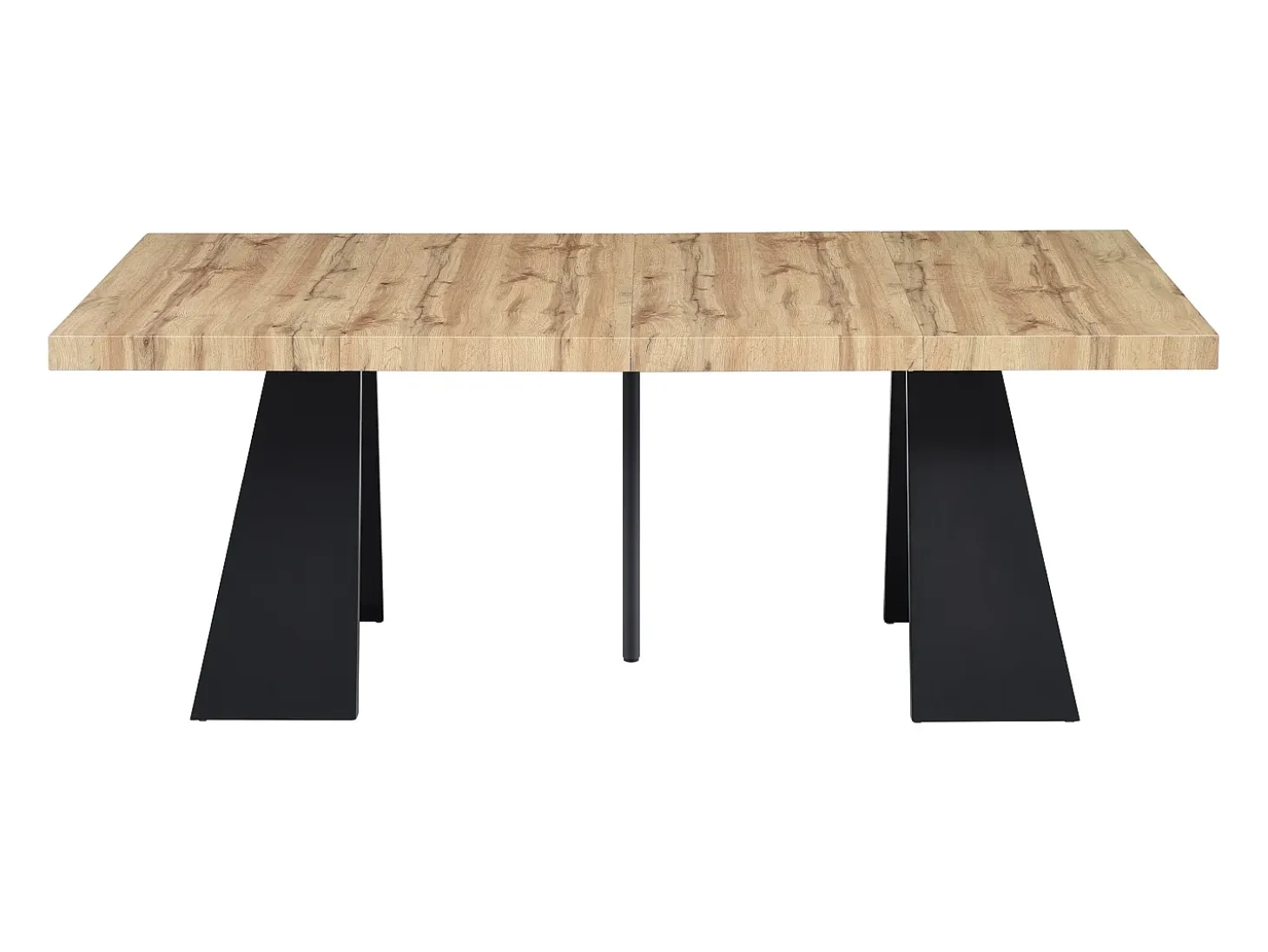 Mesa de comedor extensible de 4 a 10 personas en MDF y metal - Natural y Negro - EMELIA