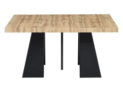 Mesa de comedor extensible de 4 a 10 personas en MDF y metal - Natural y Negro - EMELIA