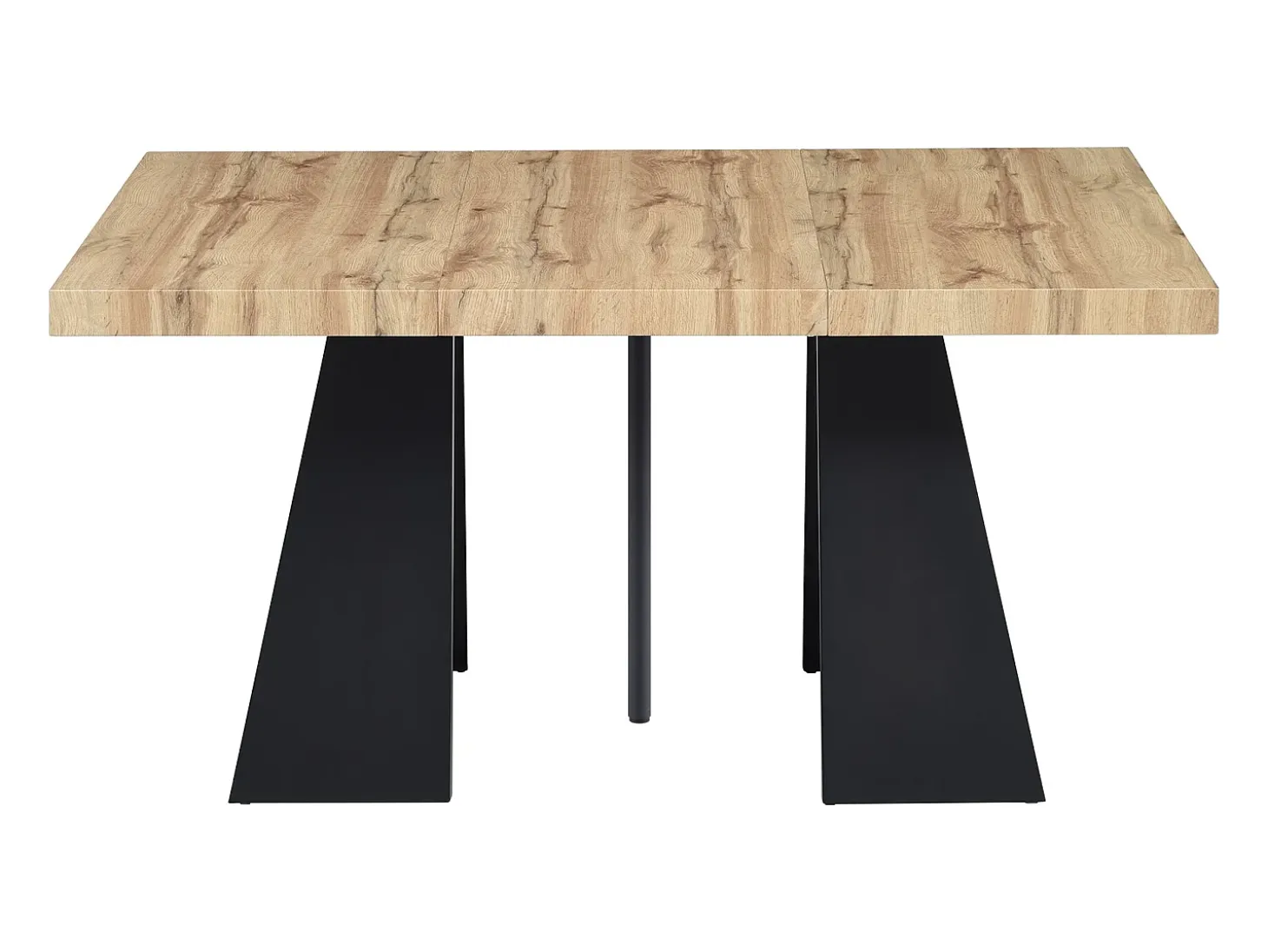 Mesa de comedor extensible de 4 a 10 personas en MDF y metal - Natural y Negro - EMELIA