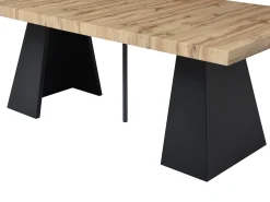 Mesa de comedor extensible de 4 a 10 personas en MDF y metal - Natural y Negro - EMELIA
