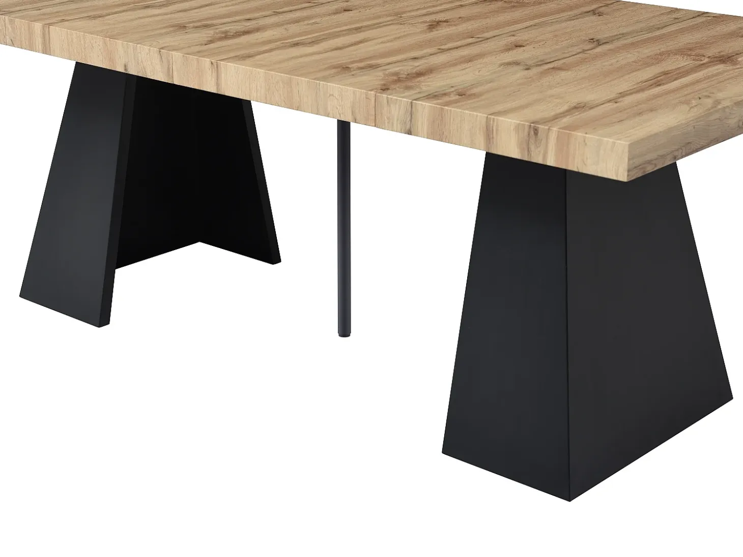 Mesa de comedor extensible de 4 a 10 personas en MDF y metal - Natural y Negro - EMELIA
