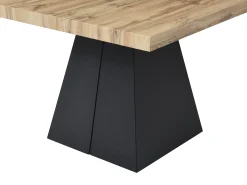 Mesa de comedor extensible de 4 a 10 personas en MDF y metal - Natural y Negro - EMELIA