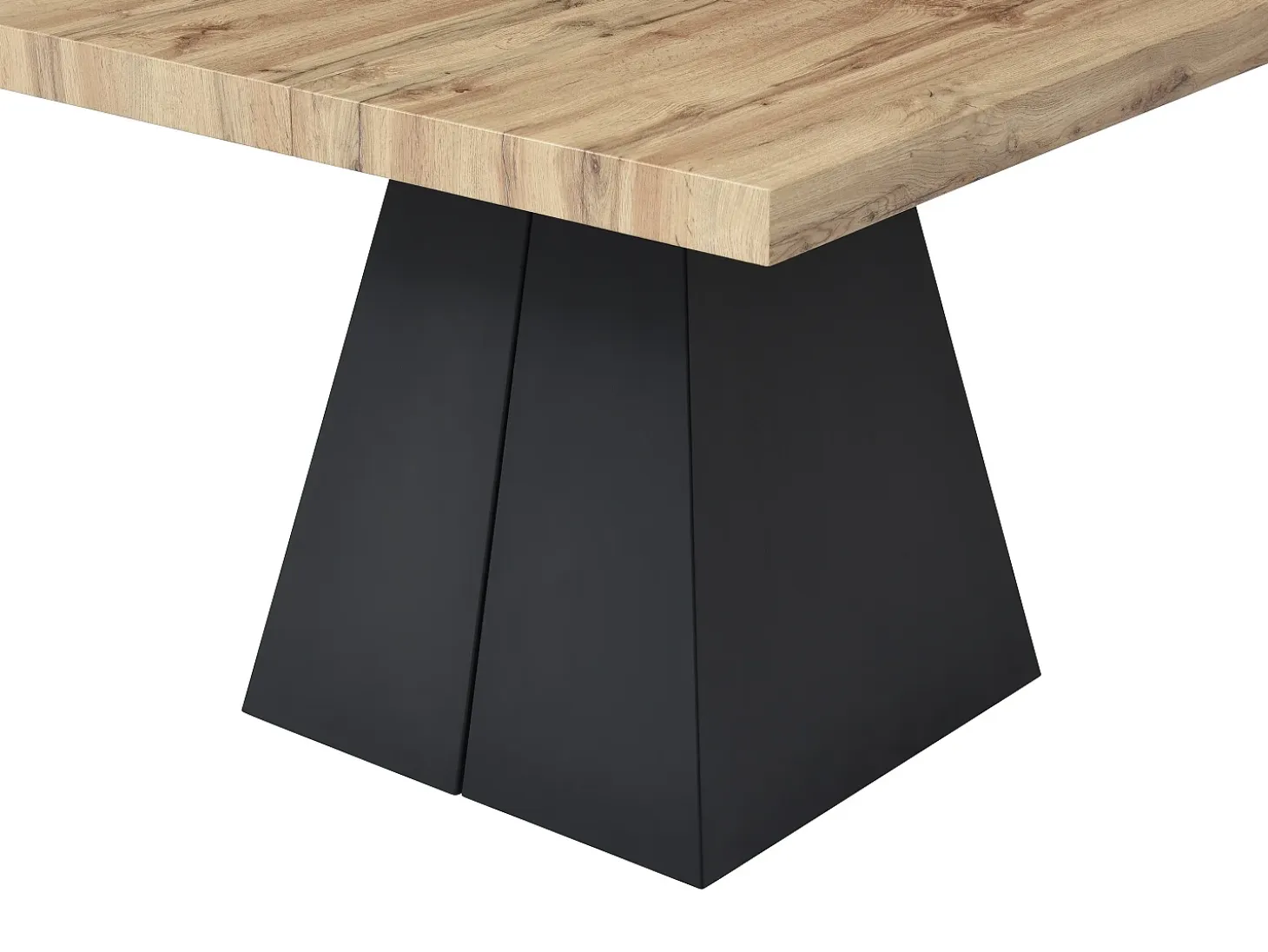 Mesa de comedor extensible de 4 a 10 personas en MDF y metal - Natural y Negro - EMELIA