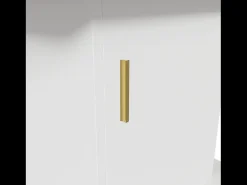 Mesa de comedor extensible ovalada con almacenaje - tirador dorado - Blanco 110(130)x70x75cm