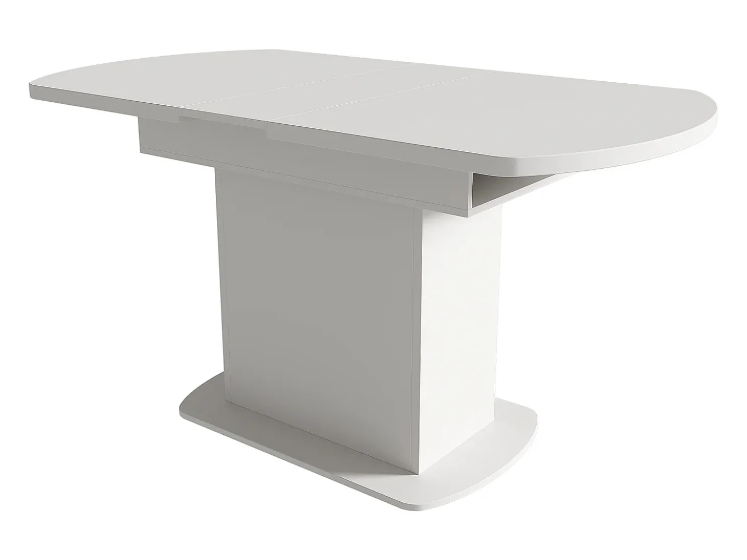 Mesa de comedor extensible ovalada con almacenaje - tirador dorado - Blanco 110(130)x70x75cm