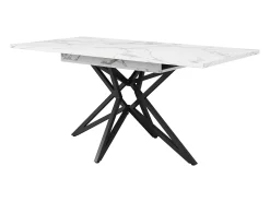 Mesa de comedor extensible, diseño de estrella, MDF y metal, color blanco (120x80x66,1cm)