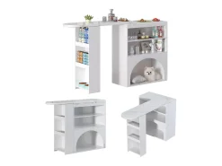 Mesa de comedor extensible y mesa de bar alta giratoria de 120(+80)×40×100 cm con espacio para mascotas