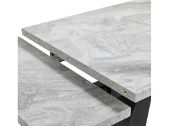 Mesa de comedor extensible - 99-159 x 74 x 77 cm - Tablero efecto mármol - MDF y metal - Gris + negro