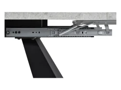 Mesa de comedor extensible - 99-159 x 74 x 77 cm - Tablero efecto mármol - MDF y metal - Gris + negro